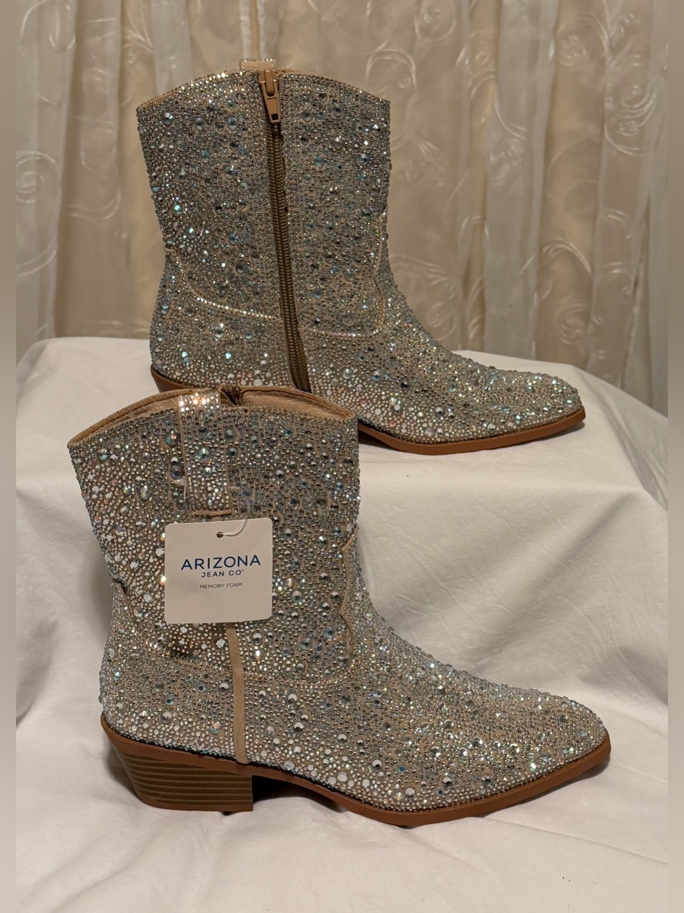 NEW! Women's Silver Crystal Embellished Ankle Boots-size 6.5 medium